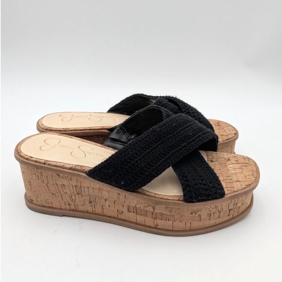 Jessica Simpson Ediza Women's Crochet Platform Sandals Black Size US8.5M EU39.5 - Picture 3 of 13